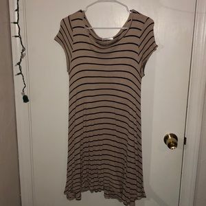 NWOT tan and black striped T-shirt dress!